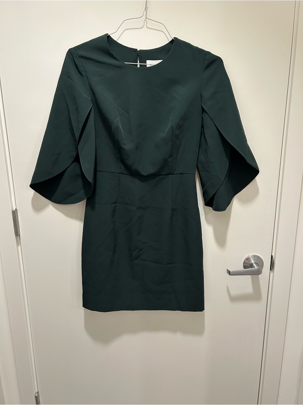 MILLY Dark Green Cape Sleeve Sheath Cocktail Dress